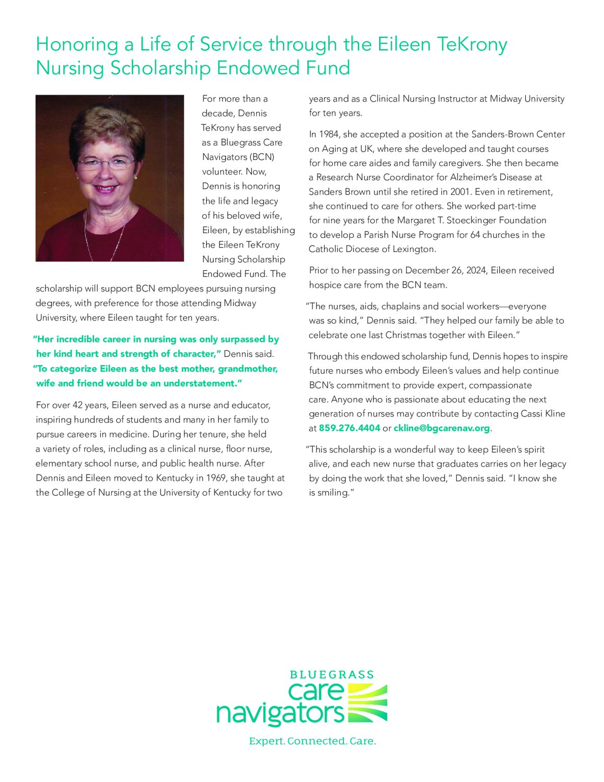 Eileen TeKrony Nursing Scholarship Endowed Fund - Pax Christi