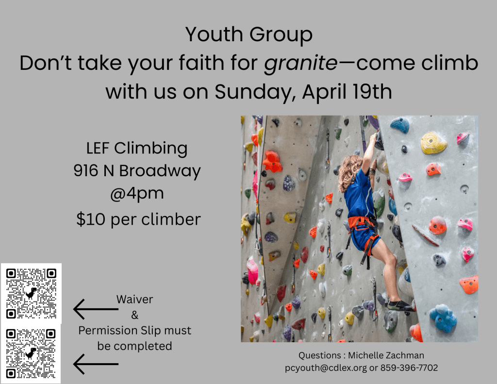 Youth Group is going Climbing!